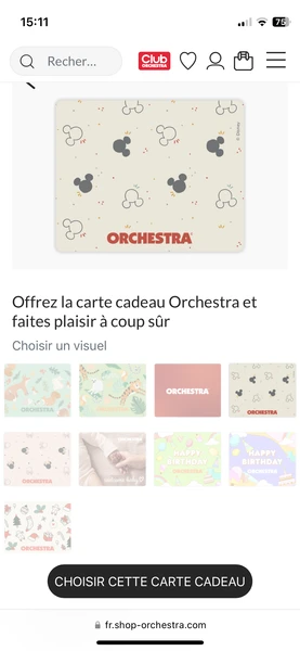 Carte cadeau Orchestra 