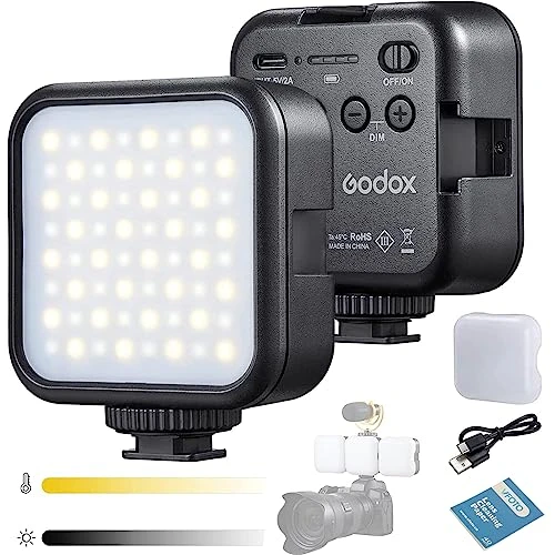 Godox LITEMONS LED 6Bi Lampe vidéo Bicolore, 3200K-6500K, Batterie au Lithium Rechargeable, adaptée pour Le Maquillage, la vidéo et l'enregistrement, la Macro, Le vlog, la Photographie (LED6Bi)