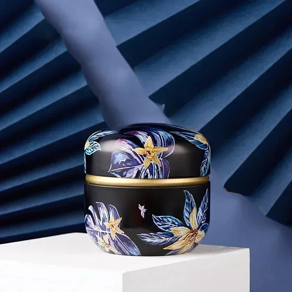 Boîte à thé | Motifs fleuris (Bleu impérial)