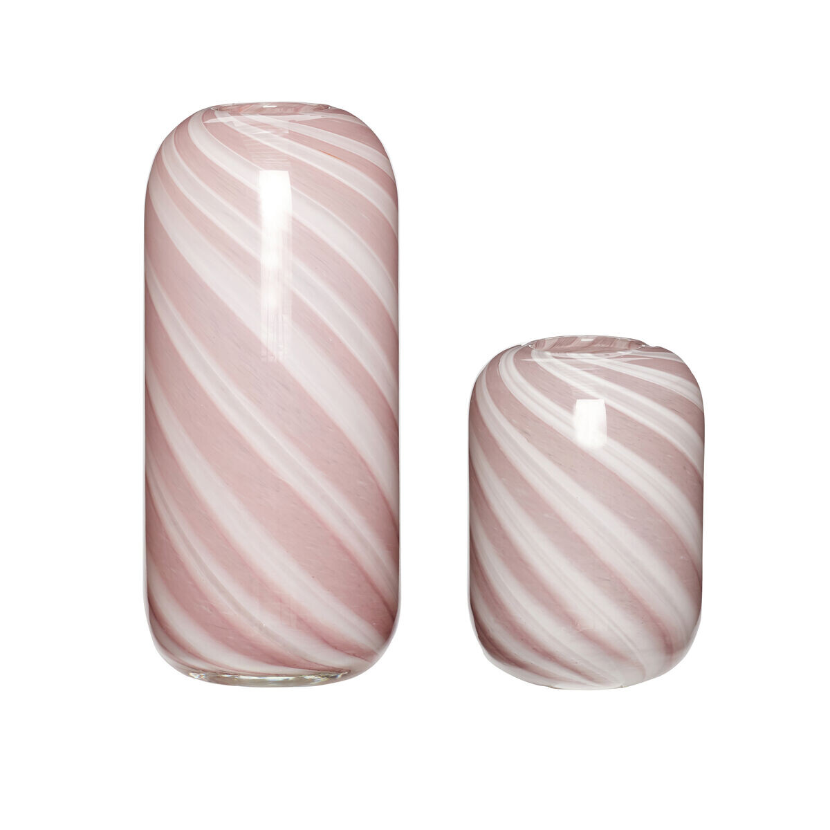 Vase verre rose/blanc s/2 - Hübsch Interior