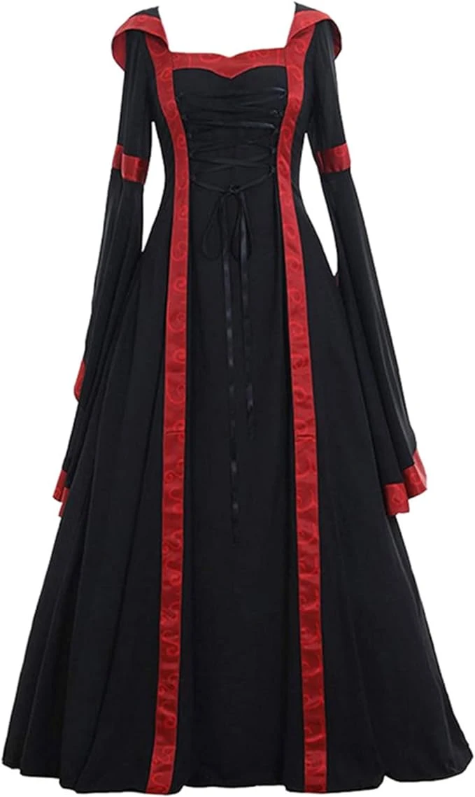 Susenstone Robe Corset Renaissance Robe Traditionnelle Irlandaise pour Femmes sur l'épaule Chemise Robe Victorienne Robe de Bal