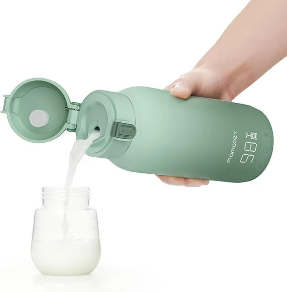 Momcozy Chauffe Biberon Portable pour Nomade, Chauffage Rapide et Longue Autonomie, 2 Modes de Chauffe pour Lait Maternel et Eau, Grande Capacité de 500ml pour Toute la Journée