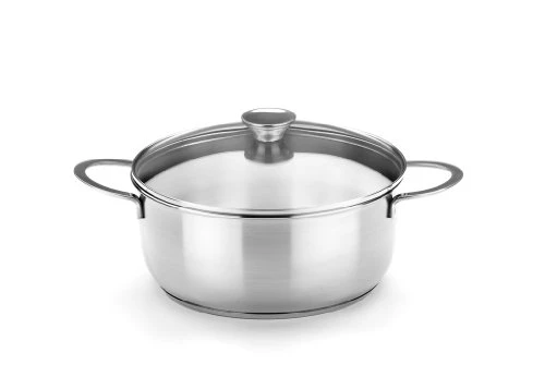 BRA Ancora - Faitout, 26 cm, Acier Inoxydable 18/10, avec Couvercle en Verre, Compatible Tous Feux Dont Induction