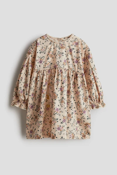 Robe en coton - Beige/fleuri - ENFANT | H&M FR