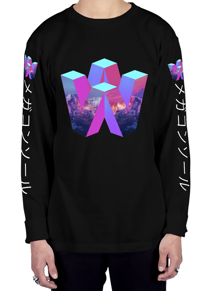 Experience Aesthetic and Vaporwave fashion with Vapor95's Long Sleeve Graphic Tees | V64 Long Sleeve Tee