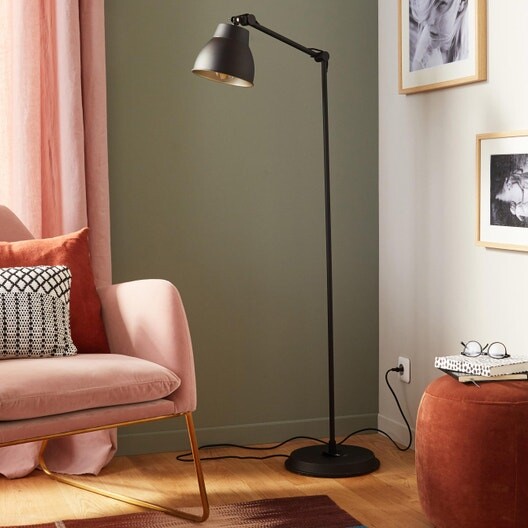 Lampadaire droit métal noir, INSPIRE Mezzo - Promo jusqu'au 2 décembre