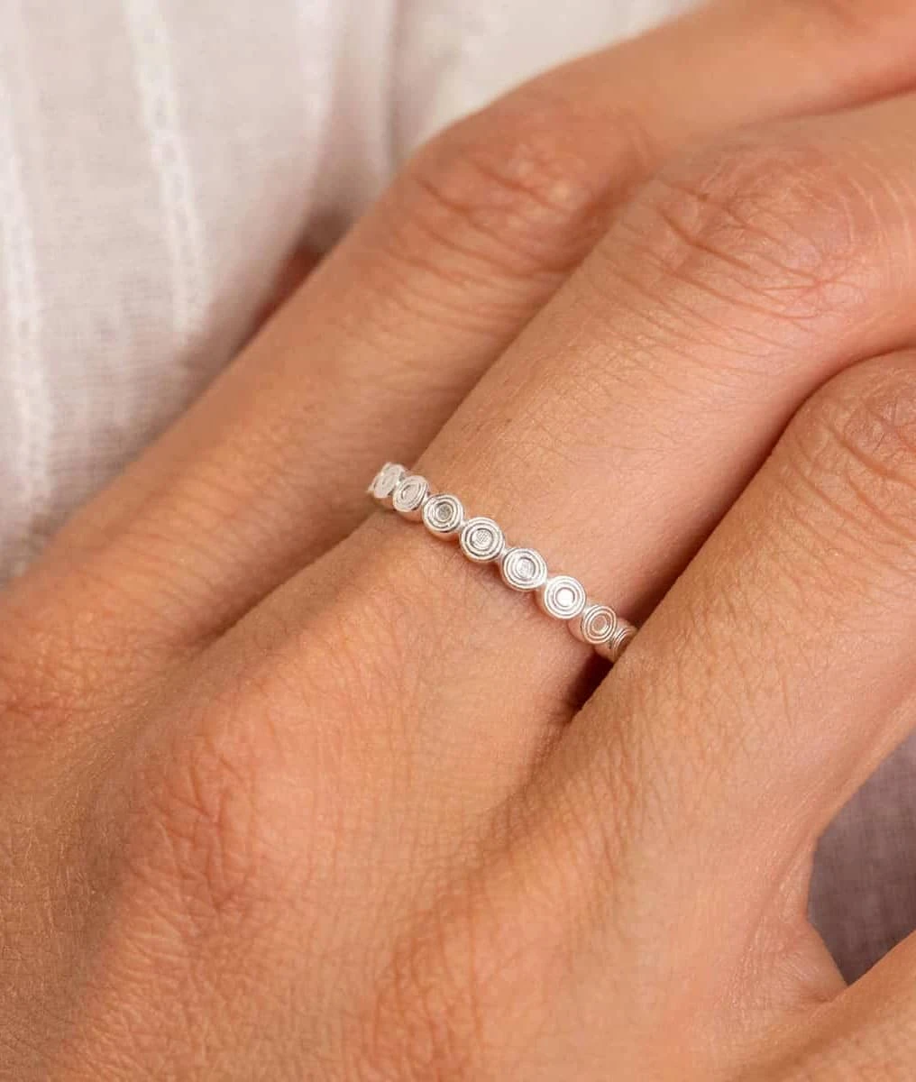 Bague fine cercles ethniques Argent 925