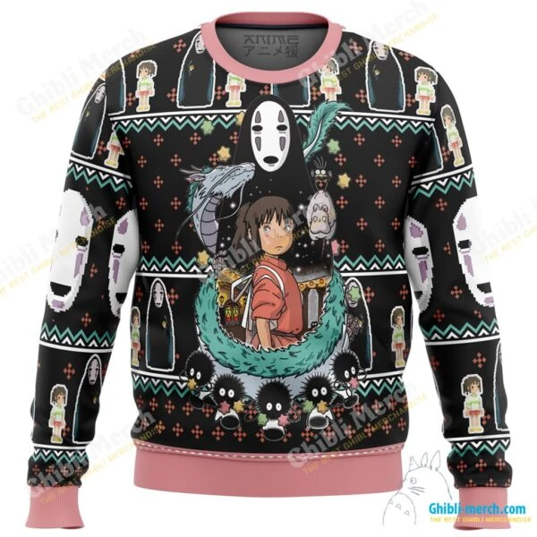 Spirited Away Animated Character Movie Cartoon Christmas Sweater - Ghibli Merch Store - Official Studio Ghibli Merchandise