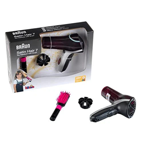 Theo Klein 5867 Braun Sèche-cheveux I Sèche-cheveux pour enfants, avec brosse et diffuseur I Jouet pour enfants à partir de trois ans