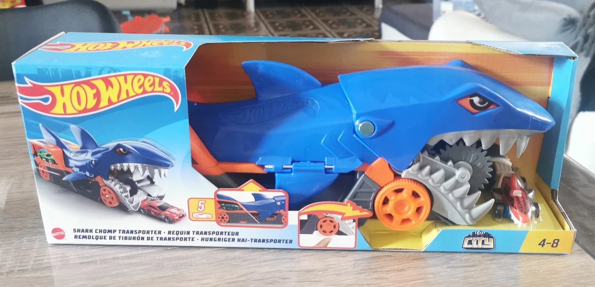 Hot Wheels GVG36 City Shark Transporter Truck That Swallows Small Cars and Can Hold Up to 5, One Vehicle Included, Children's Toy : Amazon.fr: Toys & Games