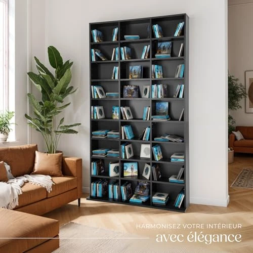 TecTake® Étagère Bibliothèque Étagère Rangement CD/DVD pour 1080 CDs - 180x102x23,5 cm Meuble de Rangement Moderne pour Rangement Bureau, Salon, Chambre, Etagere Rangement Meubles de Salon