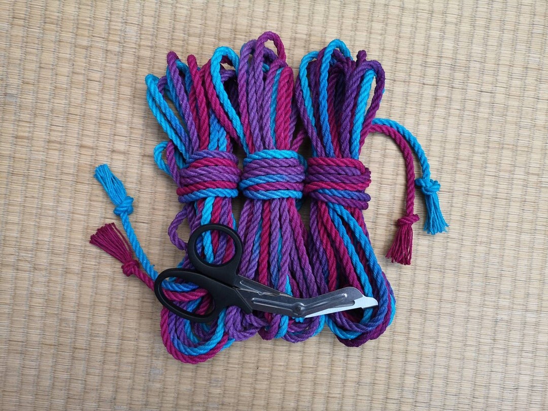 Hemp rope- &quot;sweetie shop&quot;, in 3 colour. Turquoise , Voilet and Raspberry, for bondage,