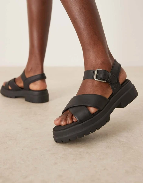 Timberland - London Vibe - Sandales à brides croisées en cuir pleine fleur - Noir