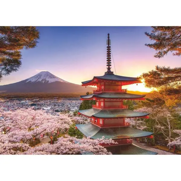 Puzzle 1000 pièces : Cerisiers en fleurs du Mont Fuji - Ravensburger - Rue des Puzzles