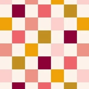 Retro Checkerboard in Beige Pink Fabric | Spoonflower