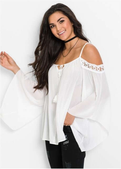 Blouse épaules découvertes blanc