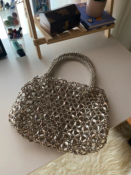 Bolso de pedrería plata