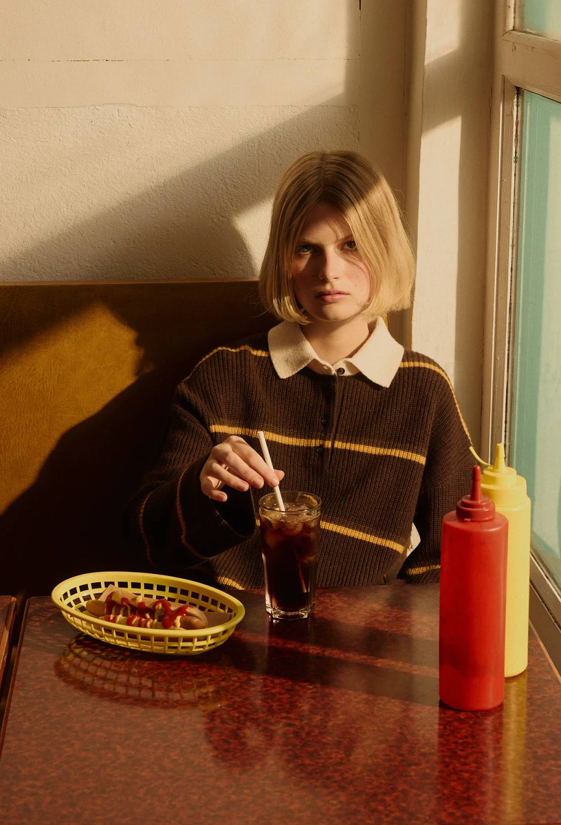 Polo à rayures en laine