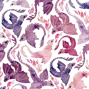 Dragon fire pink & purple Fabric | Spoonflower