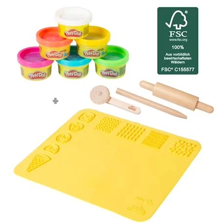 Kit créatif Play-Doh 6 pâtes à modeler + tapis et accessoires multicolore - Roba