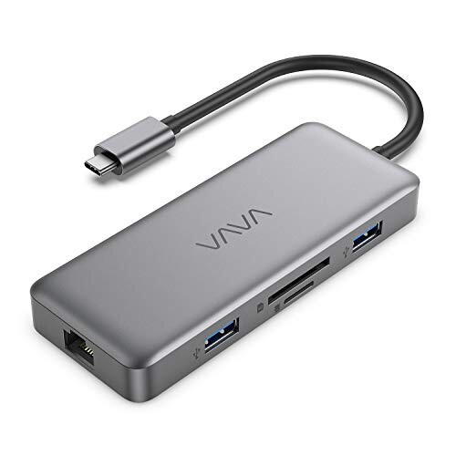 VAVA Hub USB C 8-en-1, USB C PD 100W, HDMI 4K, Ethernet RJ45 1Gbps, Lecteur Carte SD/Micro SD 3.0, 2xUSB 3.0, 1xUSB 2.0 pour iPad Pro MacBook Pro Macbook Air/PC Window/Tablette avec Type-C