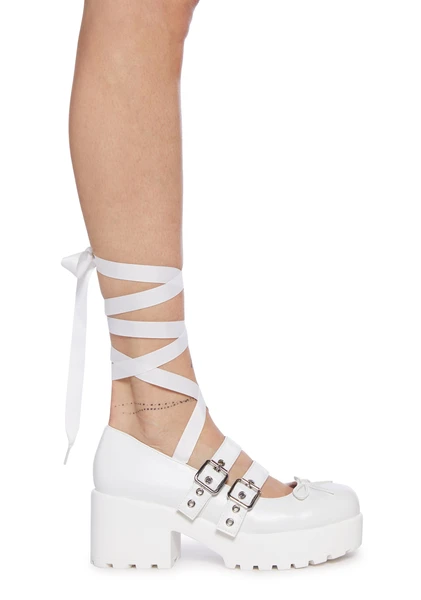 Koi Footwear Vegan Leather Lace-Up Mary Janes - White