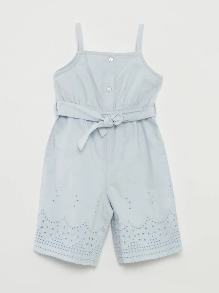 Combinaison longue à bretelles avec broderies à la base