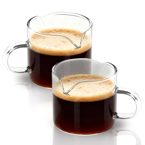 BCnmviku | Shot Glasses Espresso Parts Double Spouts Milk Cup Clear Glass (Clear Glass-2Pack)