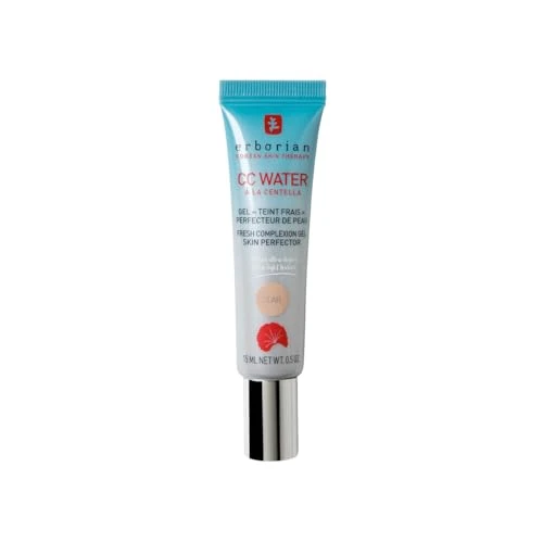 Erborian - Crème Teintée CC Water à la Centella Asiatica - Soin Visage Perfecteur de Peau avec Acide Hyaluronique - Texture Gel Ultra Légère et Fraîche - Soin Cosmétique Coréen - Clair 15 ml