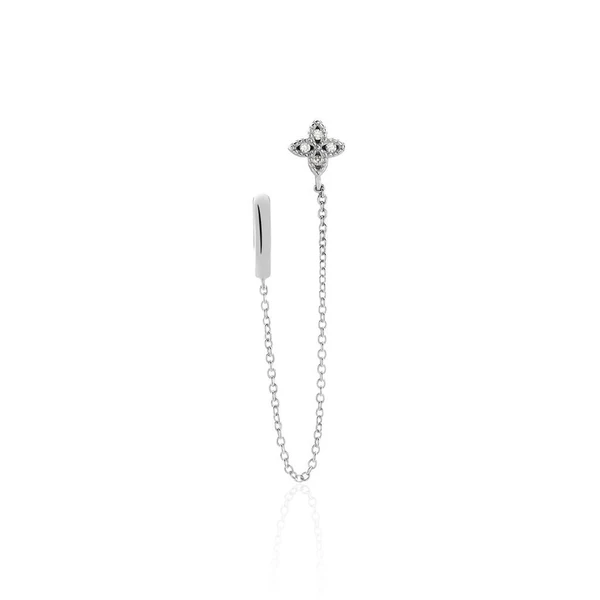 Bijou D'oreille Unitaire Argent Blanc Gosse Oxydes De Zirconium