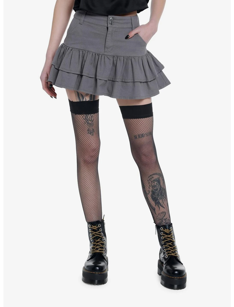 Social Collision Grey Ruffle Skirt