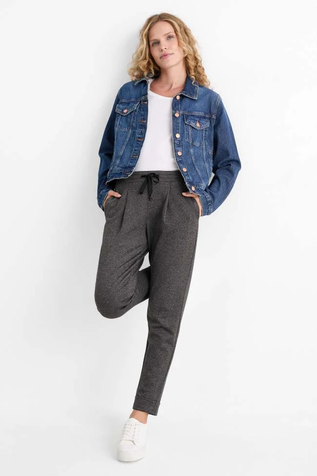 Pantalon de toile - mid waist - tapered fit