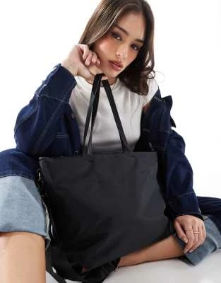 Stradivarius - Tote bag en nylon - Noir