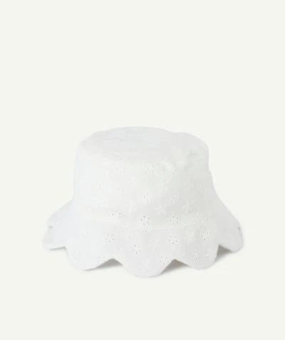 Chapeau bébé fille brodé blanc