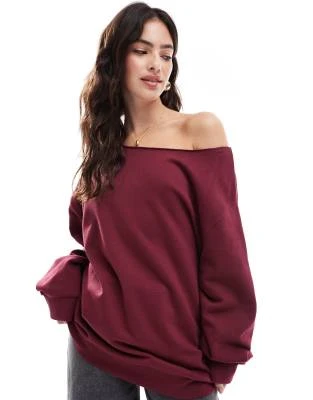 ASOS DESIGN - Sweat à épaules dénudées - Bordeaux