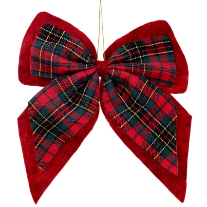 Suspension de Noël nœud écossais rouge et vert