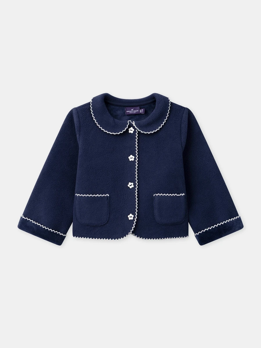 Cardigan bleu foncé à col claudine Bébé Fille