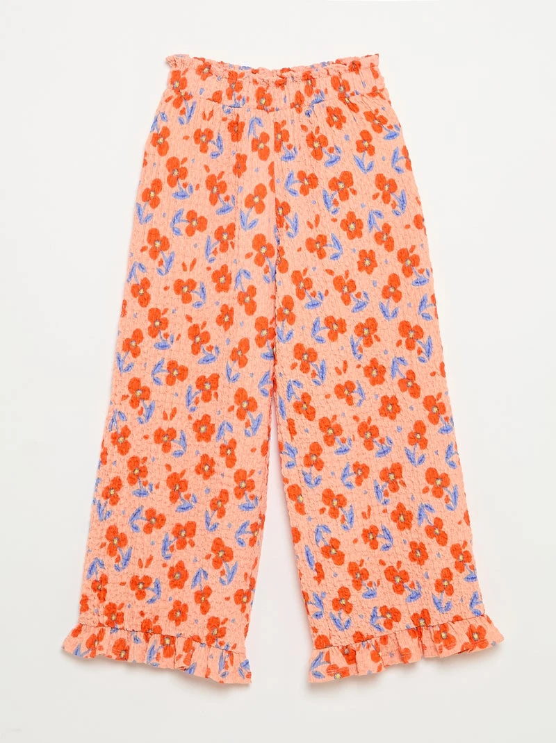 Pantalon large avec bas volantés