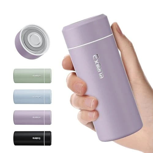 【Version OPTIMISÉE】Exllena Mini Gourde Isotherme 250ml– Petite Bouteille Isotherme Sans BPA & Anti-Fuite Parfaite pour Sac à Main, Idéale pour Voyage et Bureau(Violet)