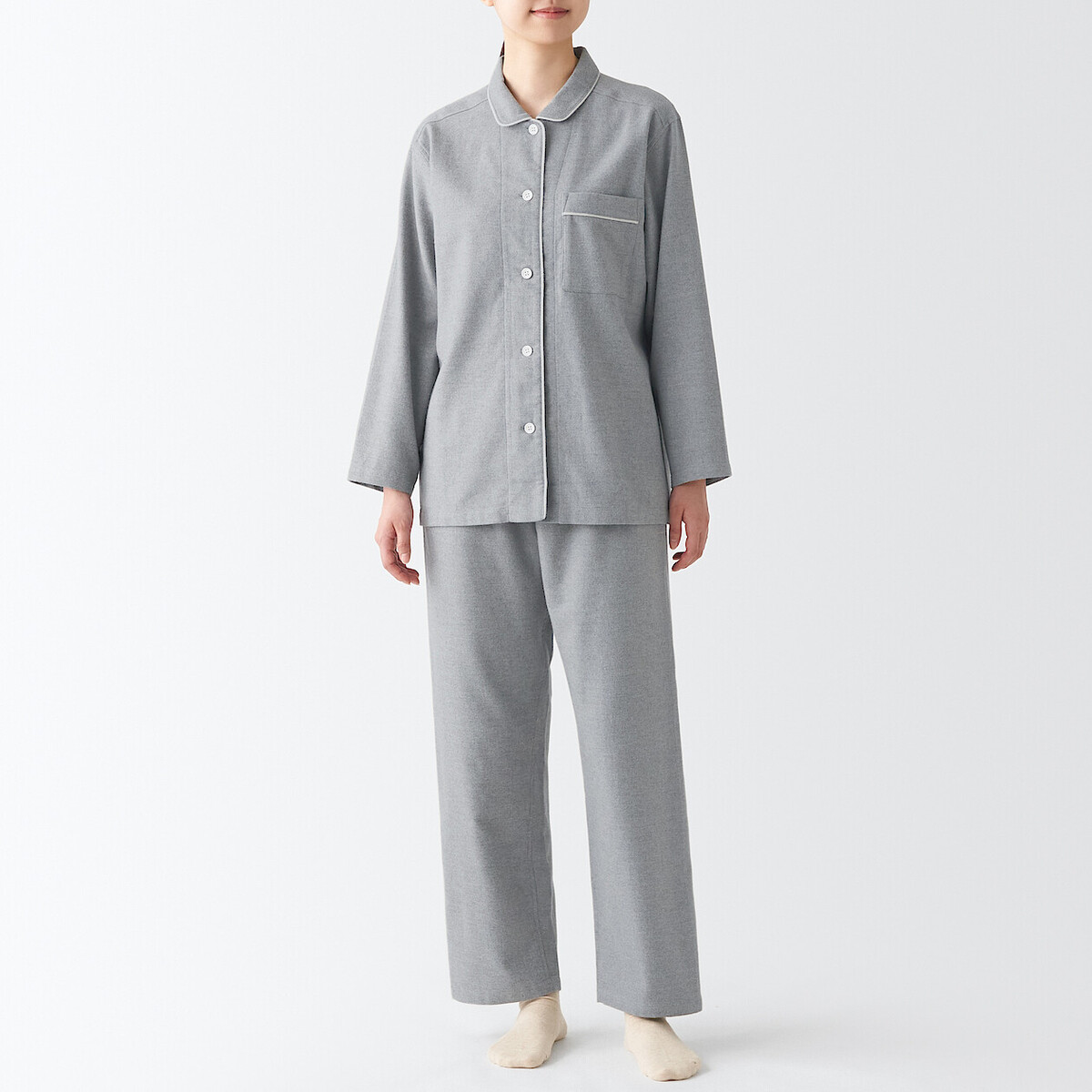 Pyjama en flanelle sans coutures latérales | MUJI Online