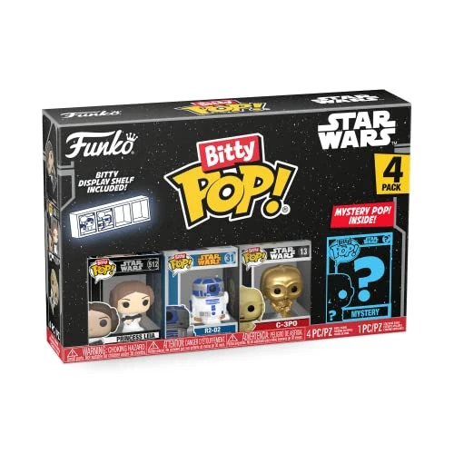Funko Bitty Pop! Star Wars - Princess Leia™, R2-D2™, C-3PO™ et Une Mini-Figurine Mystère en Surprise - 2.2 Cm Collectionnable - Étagère Empilable Incluse - Idée de Cadeau - Produits Officiels