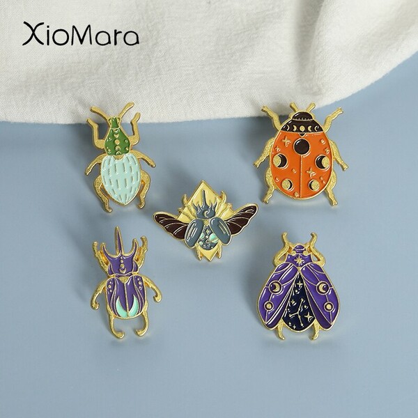 Broches de dessin animé d'insectes en émail, Hercules, coccinelle, Badges de sac à dos, cadeaux pour amoureux d'insectes, bijoux personnalisés