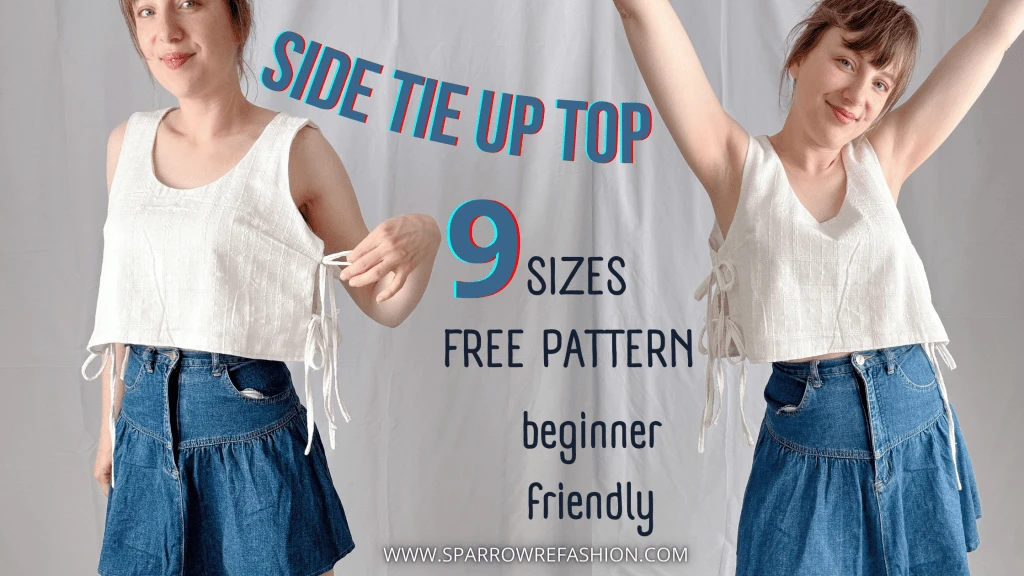 Side Tie Tank Top Sewing for Beginners | Free Pattern in 9 Sizes - Sparrow Refashion: A Blog for Sewing Lovers and DIY Enthusiasts