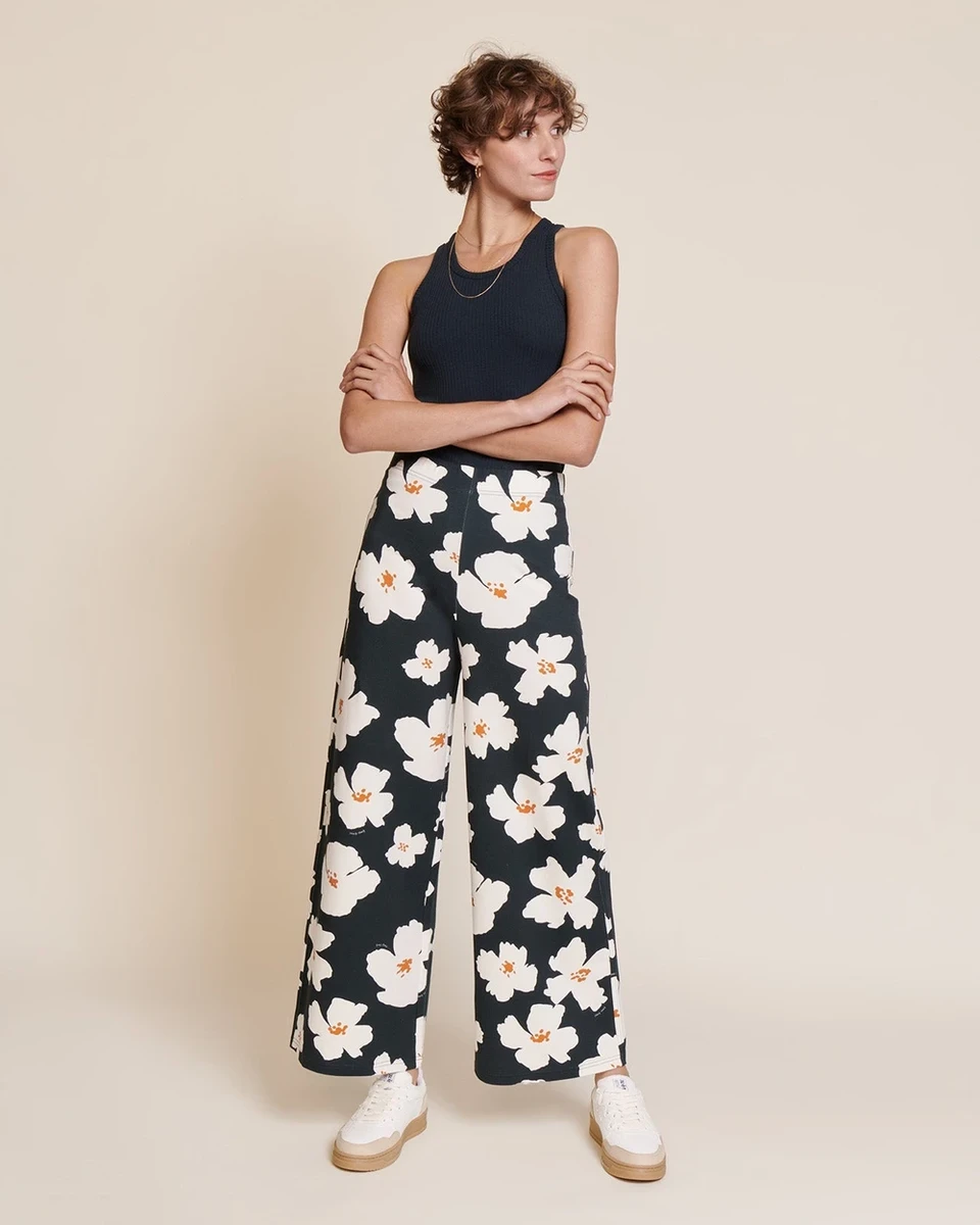 Pantalon ample en coton bio | fleuri "pauline - anémones" émoi émoi