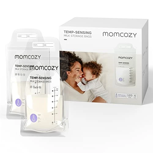 Momcozy Sachets de Congélation Lait Maternel 180mL - Lot de 120 Poches Stériles avec Double Fermeture Étanche | Conservation Hygiénique Allaitement et Stockage Réfrigéré