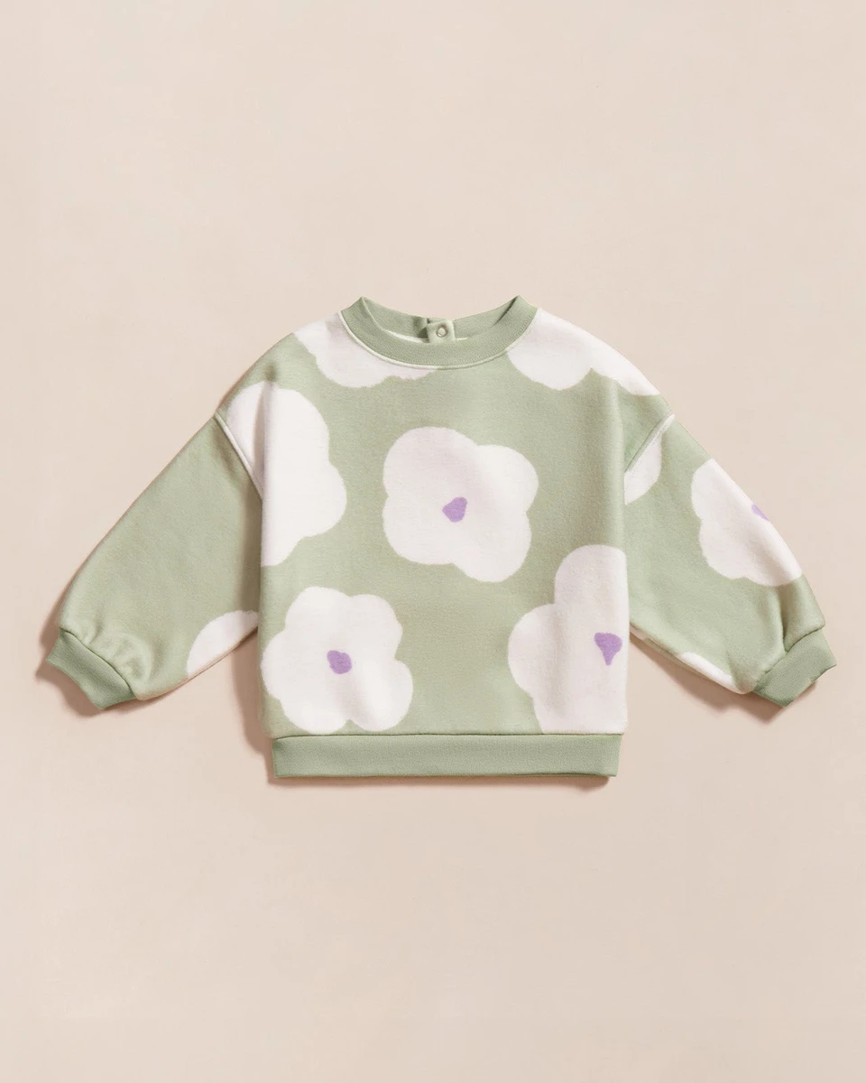 Le sweat Sam en polaire recyclée - Anémones nuages