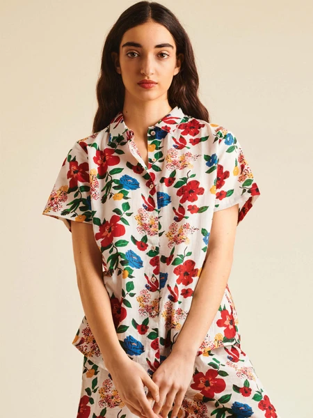 Hibiscus short-sleeved pajama top - Lucas du Tertre