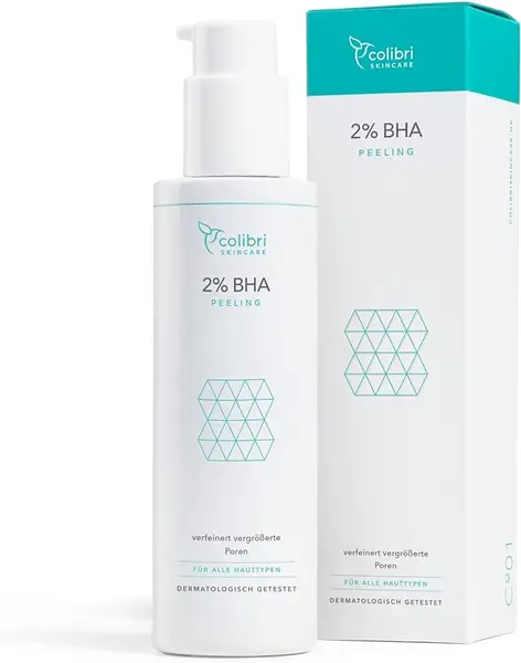 colibri skincare 2% BHA PEELING (100ml) - Gel exfoliant à base d’acide salicylique (salicylic acid) pour une peau purifiée en profondeur - Minimise les points noirs et boutons - Made in Germany