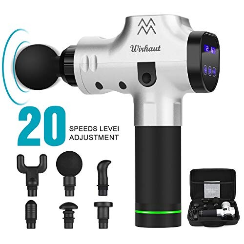 Pistolet de massage de muscle de Wirhaut, Massager tenu dans la main de soulagement de muscle, 6 têtes de massage pour tous les phoques, dispositif portatif de massage avec l'indicateur de LED