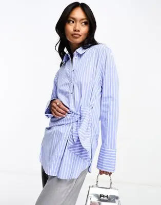 Mango - Chemise rayée nouée à l'avant - Bleu | ASOS